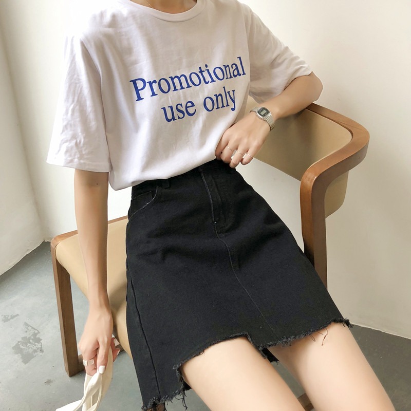 裙子女夏季新款ins超火黑色牛仔半身裙女短裙高腰A字裙包臀裙-細節圖3
