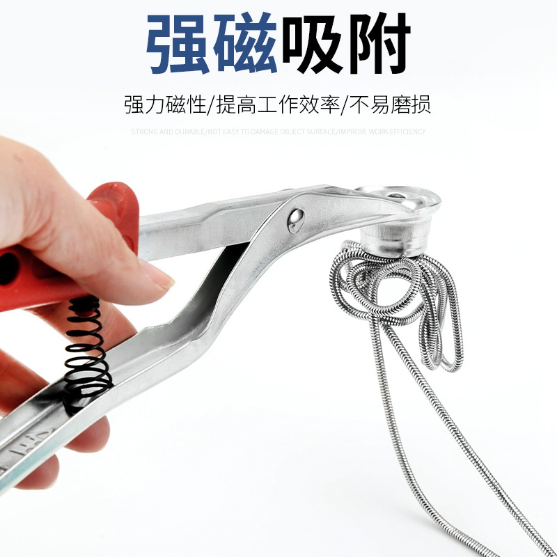 沖牀安全手強磁吸料器磁力鉗沖牀配件安全器單頭雙頭三頭強磁吸盤-細節圖4