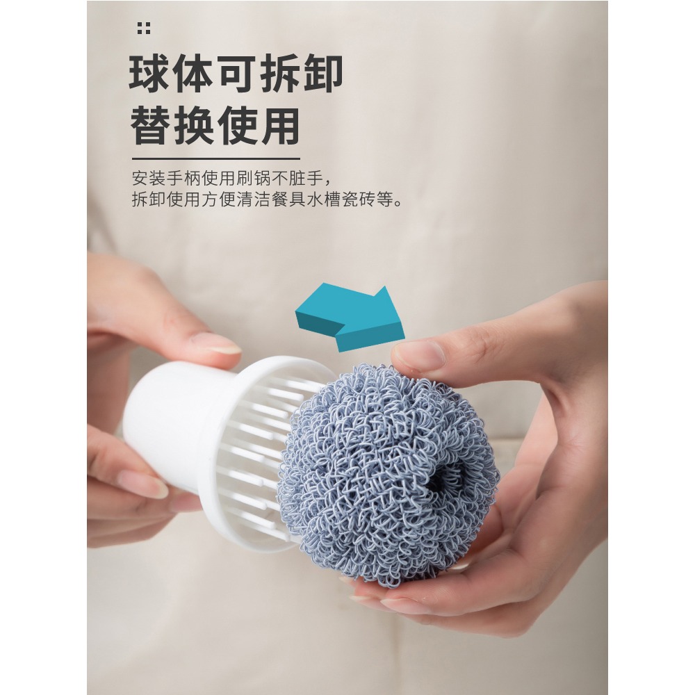 納米清潔球鋼絲球廚房洗碗家用不掉絲洗碗刷鍋神器帶柄清洗剛-細節圖2