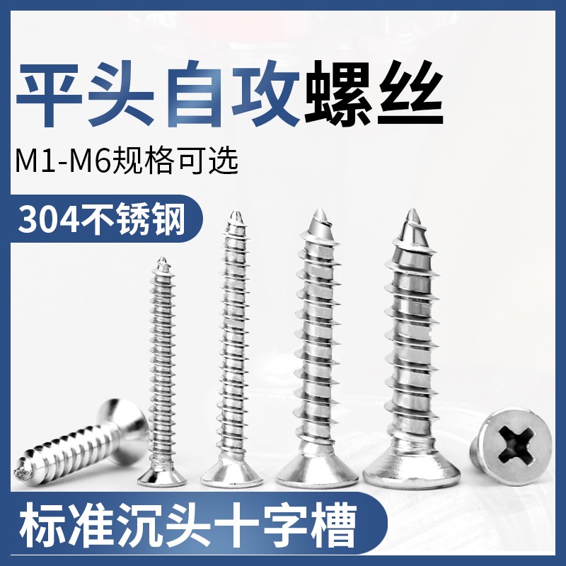 304不銹鋼自攻螺絲平頭螺絲釘十字沉頭螺絲加長木螺釘M4.2 M6.3-細節圖2