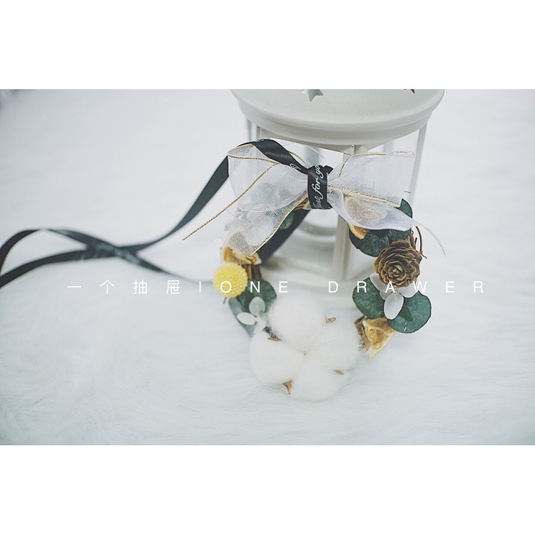一個抽屜」手作ins尤加利永生花環車掛藤圈diy材料包生日禮物38節-細節圖2