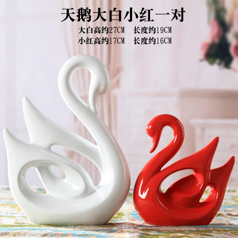 天鵝擺件陶瓷工藝品現代簡約家居客廳酒櫃臥室網紅輕奢創意裝飾品-細節圖5