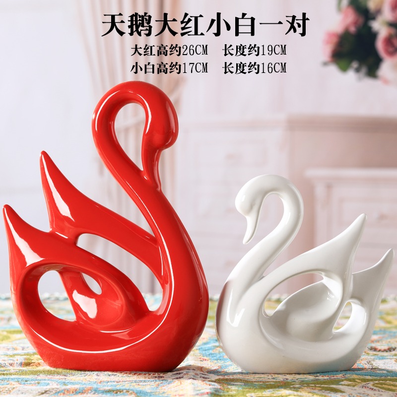 天鵝擺件陶瓷工藝品現代簡約家居客廳酒櫃臥室網紅輕奢創意裝飾品-細節圖6