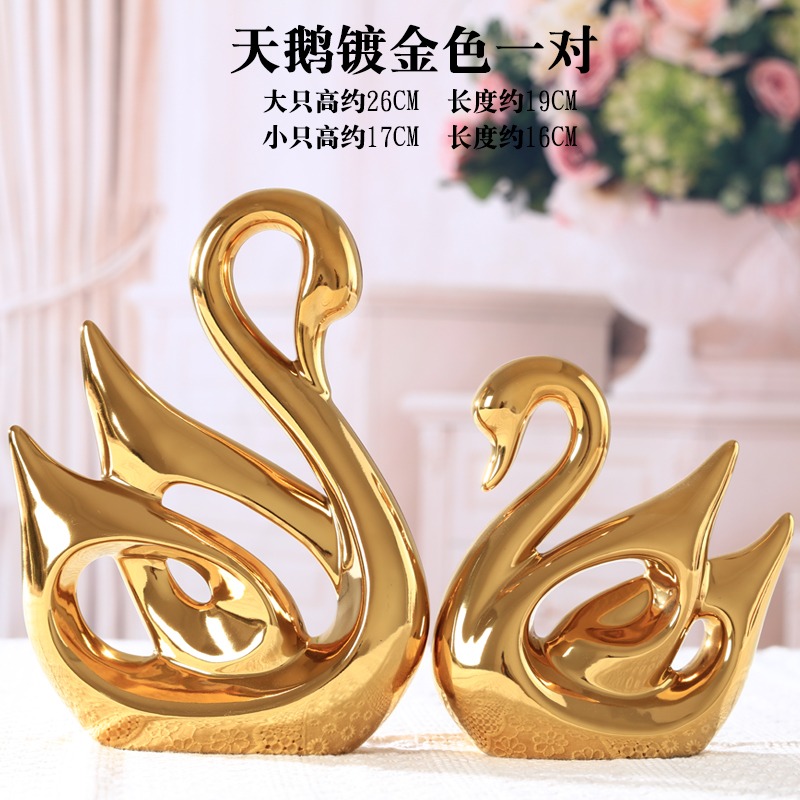 天鵝擺件陶瓷工藝品現代簡約家居客廳酒櫃臥室網紅輕奢創意裝飾品-細節圖8