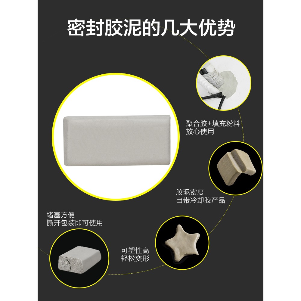 空調孔密封膠泥補墻洞口橡皮泥堵洞封堵泥防火防老鼠封堵泥巴-細節圖3