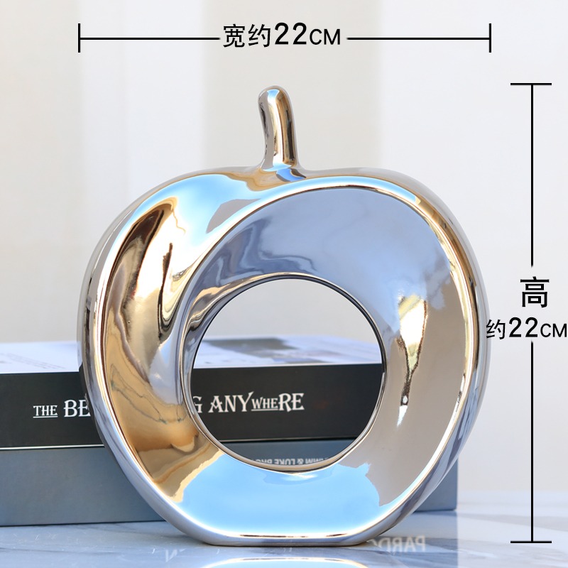 金蘋果小擺件家居創意歐式客廳電視酒櫃陶瓷工藝品玄關輕奢裝飾品-細節圖5