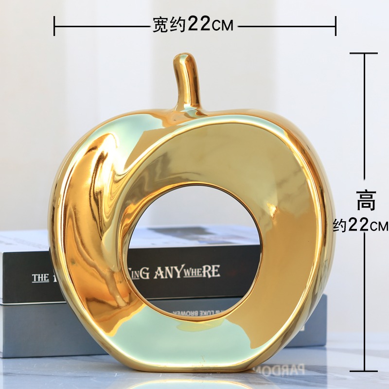 金蘋果小擺件家居創意歐式客廳電視酒櫃陶瓷工藝品玄關輕奢裝飾品-細節圖6