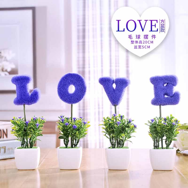 仿真植物LOVE小盆栽假花小樹草球盆景家居客廳桌面擺設裝飾品擺件-細節圖6