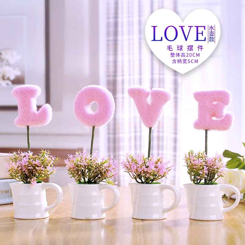 仿真植物LOVE小盆栽假花小樹草球盆景家居客廳桌面擺設裝飾品擺件-細節圖9