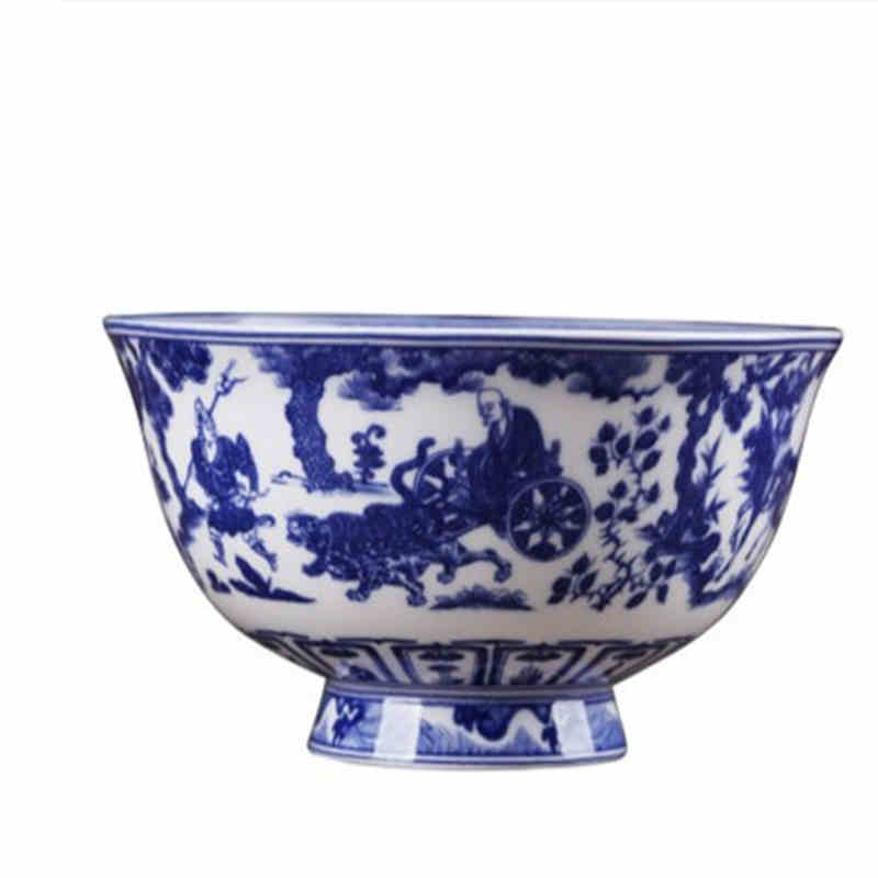 中式青花瓷碗5英寸陶瓷碗釉中彩米飯碗景德鎮骨瓷麪碗湯碗飯碗盤-細節圖5