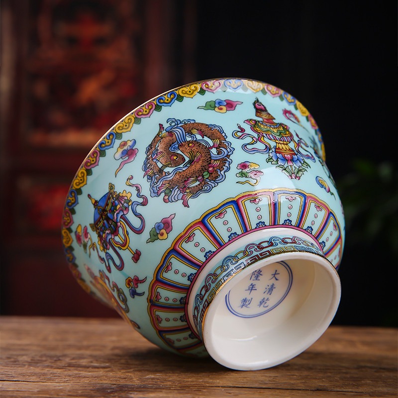 景德鎮新品單個青花瓷碗家用小湯碗高腳防燙喫飯碗中式喝粥碗麪碗-細節圖3