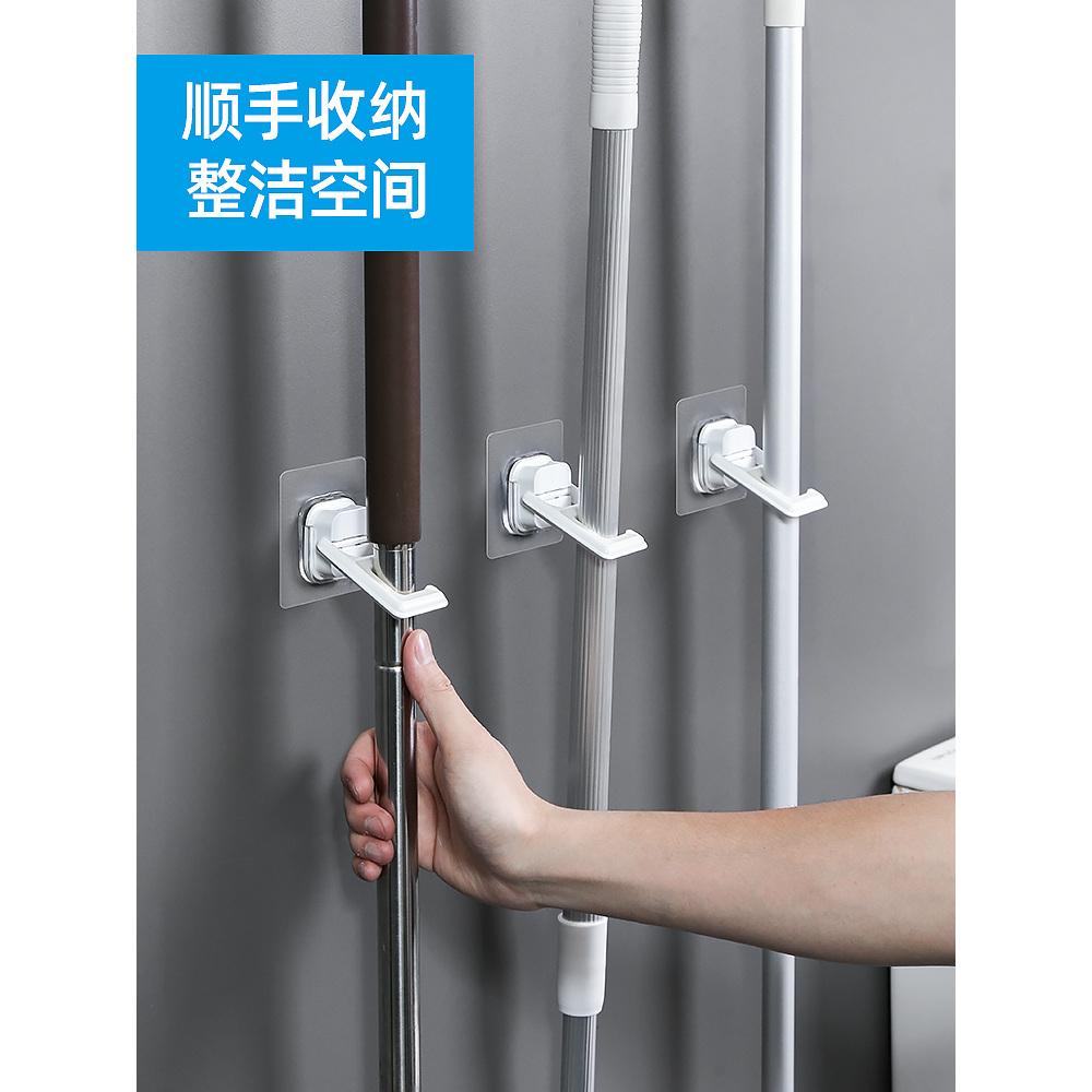 韓國拖把掛鉤免打孔強力粘膠承重粘鉤拖布收納卡扣浴室吸盤壁掛夾-細節圖2