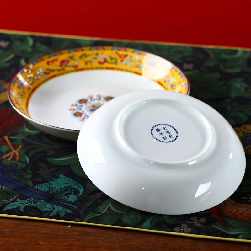 盤子菜盤家用2021新款創意餐盤中式風格輕奢飯盤炒菜深盤套裝組合-細節圖4