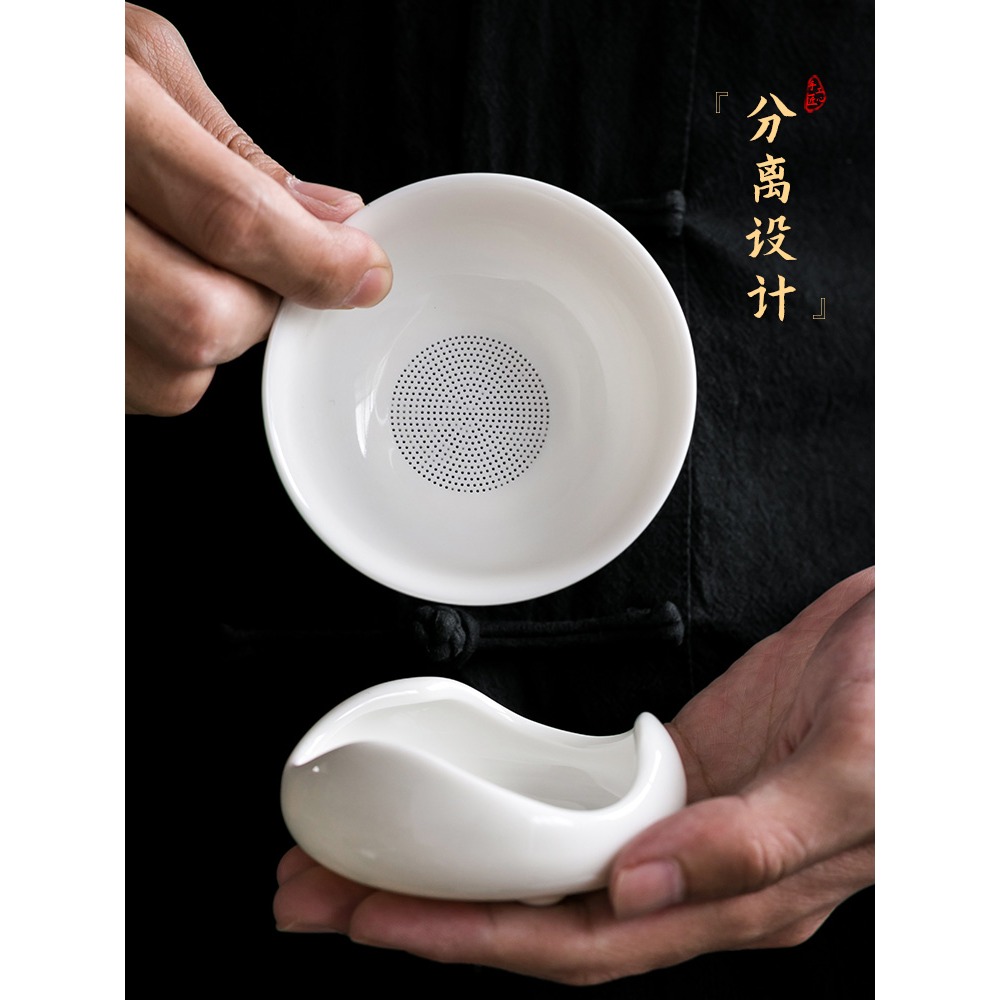 羊脂玉茶漏茶濾茶葉過濾網單獨茶隔泡茶器陶瓷一體分離濾茶器茶具-細節圖4