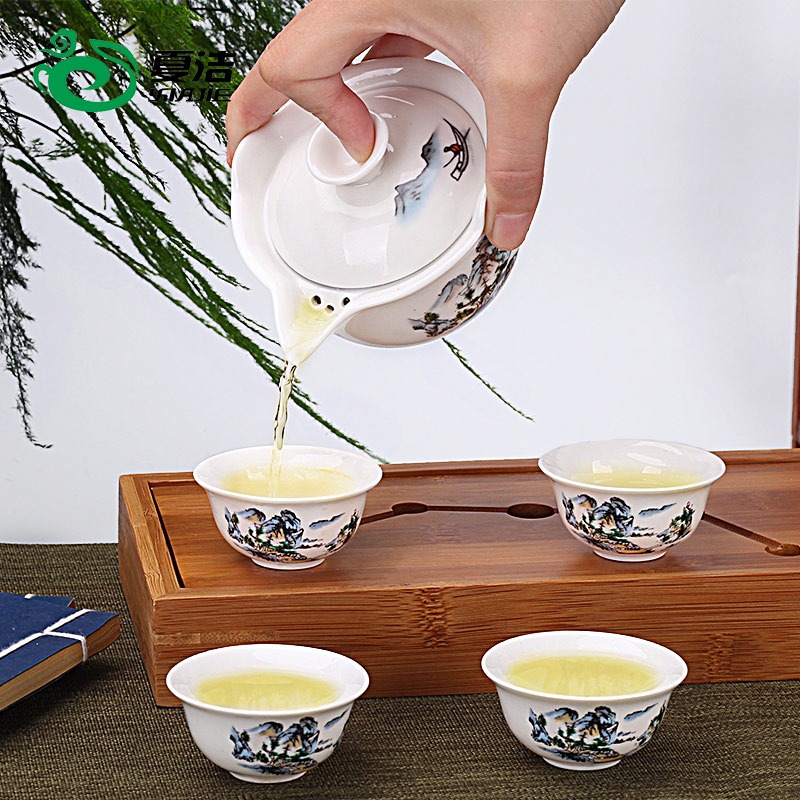 夏潔不燙手三才蓋碗茶杯大號單個陶瓷功夫茶具泡茶碗手抓壺白瓷-細節圖2