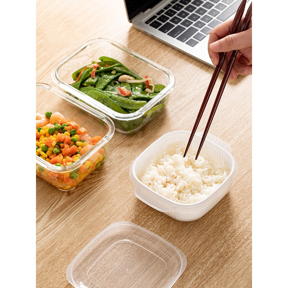 米飯分裝盒冷凍盒微波加熱保鮮便當盒雙層糙米飯雜糧飯小飯盒-細節圖3
