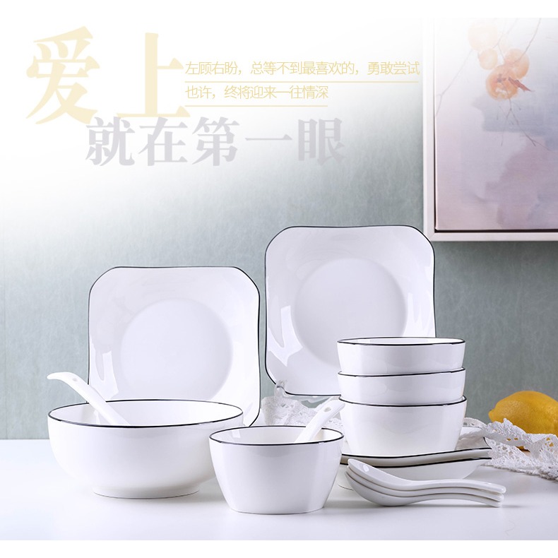 景德鎮碗碟套裝北歐陶瓷碗筷盤子家用微波爐餐具2-6人組合喫飯碗-細節圖10