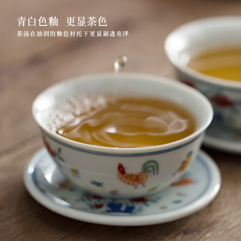 2.8億大明成化鬥彩雞缸杯景德鎮手工仿古玩功夫茶具手繪主人單杯-細節圖3