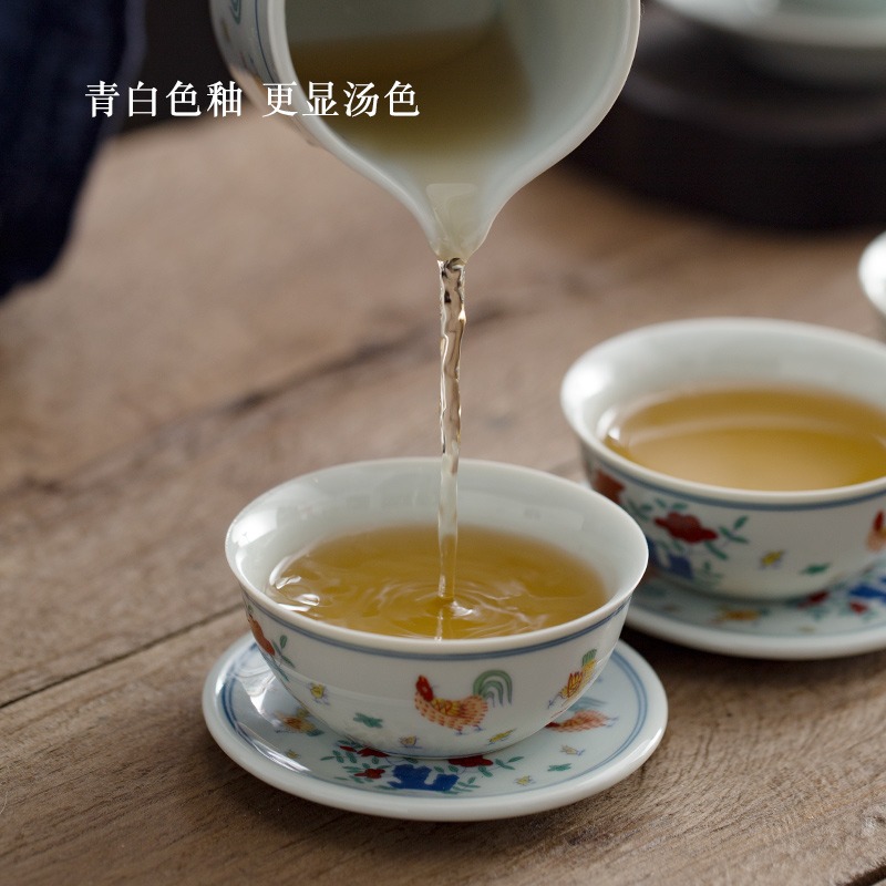 2.8億大明成化鬥彩雞缸杯景德鎮手工仿古玩功夫茶具手繪主人單杯-細節圖4