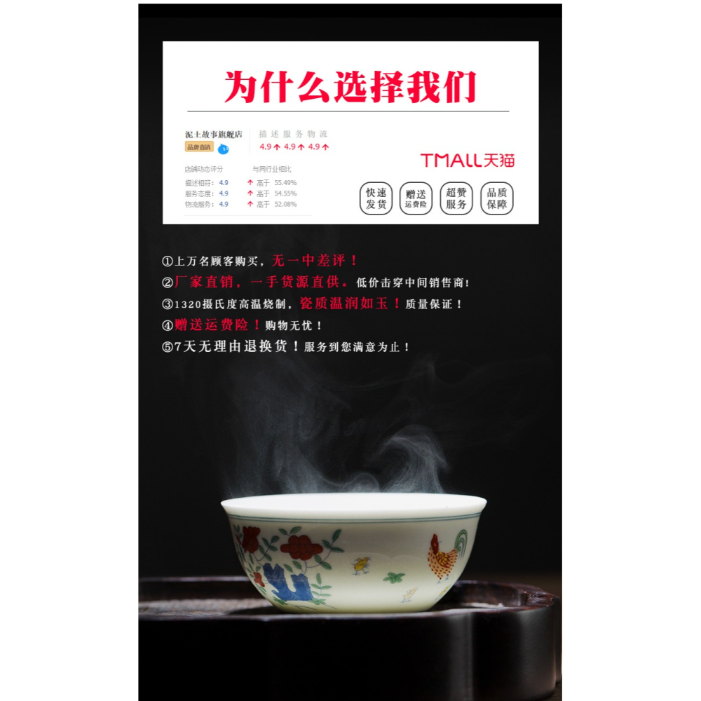 2.8億大明成化鬥彩雞缸杯景德鎮手工仿古玩功夫茶具手繪主人單杯-細節圖5