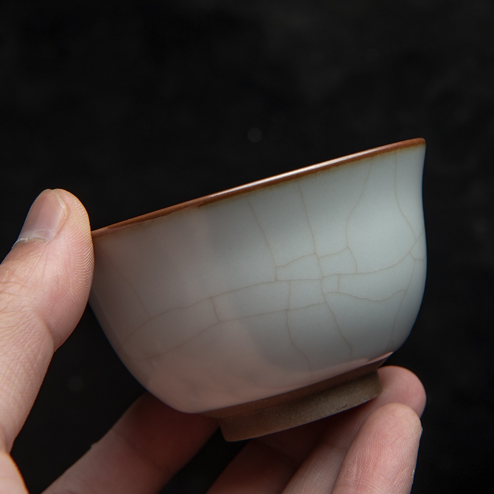 永利匯 汝窯功夫茶杯品茗主人杯單個景德鎮陶瓷茶具盞大開片可養-細節圖4