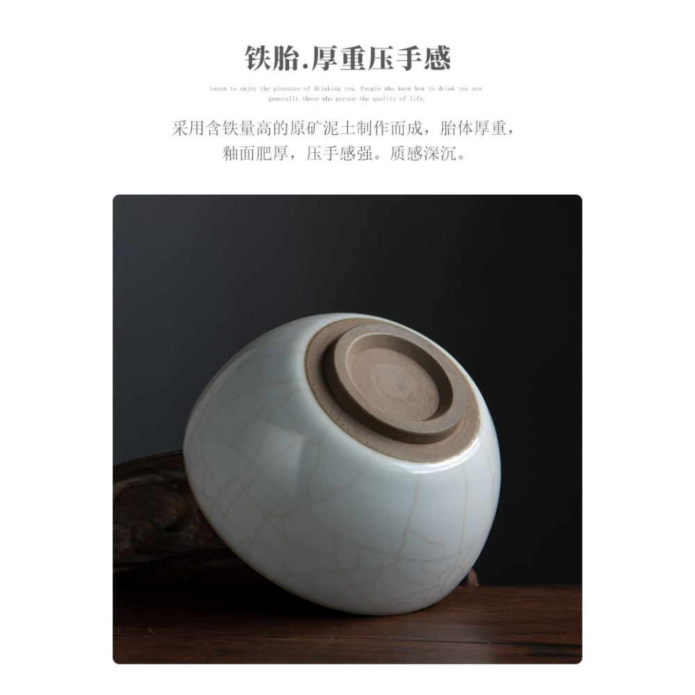 永利匯 汝窯功夫茶杯品茗主人杯單個景德鎮陶瓷茶具盞大開片可養-細節圖9