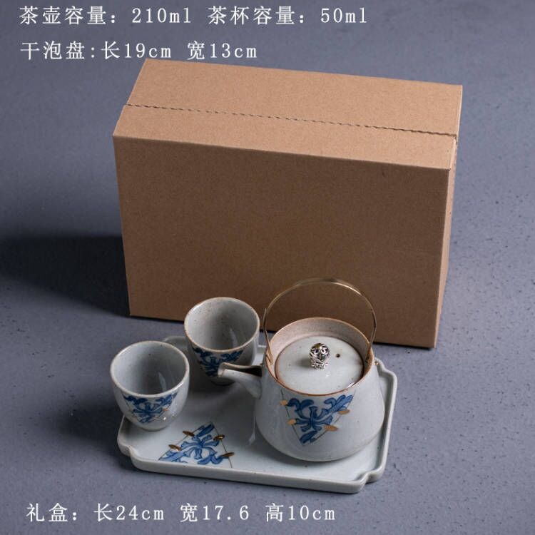創意手繪青花小號提樑壺 功夫茶具手提泡茶壺陶瓷日式單壺家居壺-細節圖7
