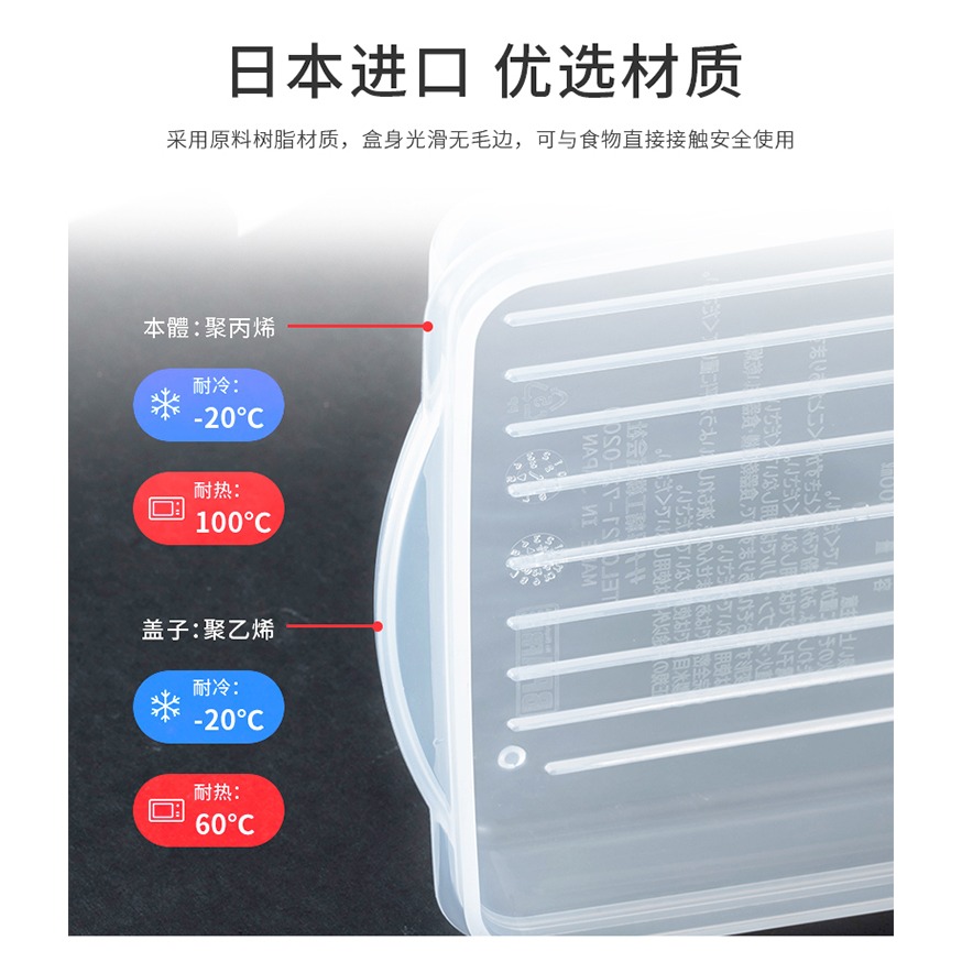 進口薄切肉片保鮮盒冰箱魚肉海鮮冷凍收納盒塑料密封冷藏帶蓋-細節圖9