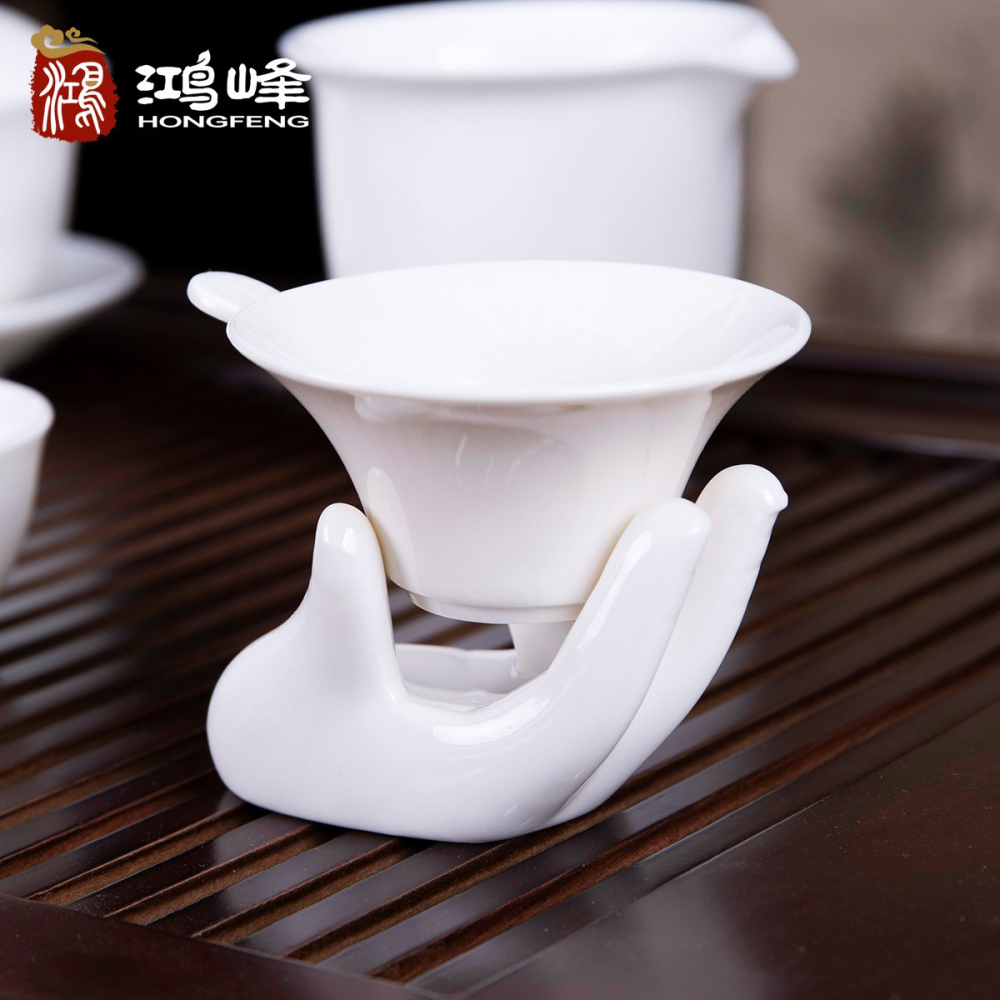 白瓷茶漏茶葉過濾器泡茶濾茶濾網茶隔茶器漏斗茶具配件陶瓷小創意-細節圖2