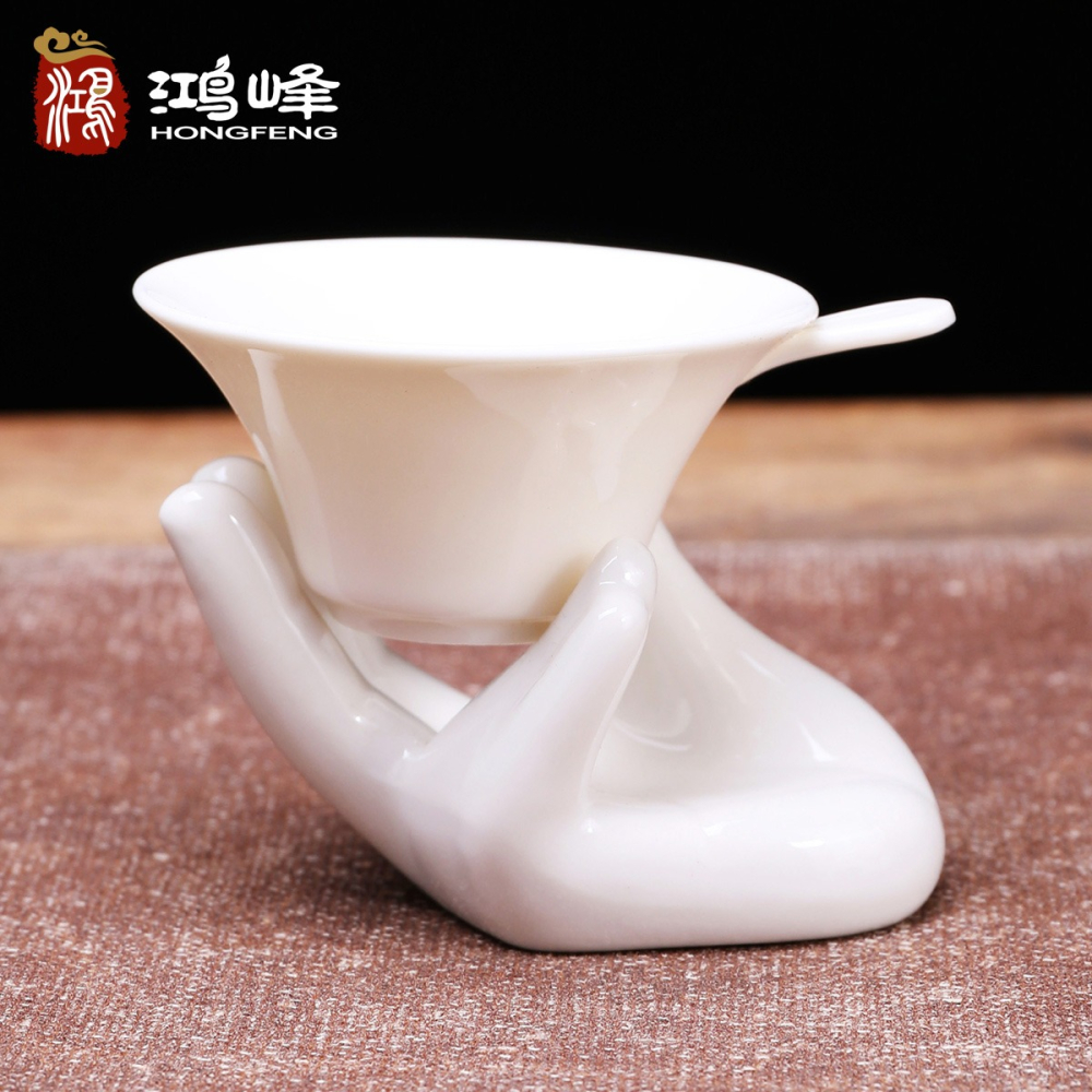 白瓷茶漏茶葉過濾器泡茶濾茶濾網茶隔茶器漏斗茶具配件陶瓷小創意-細節圖3