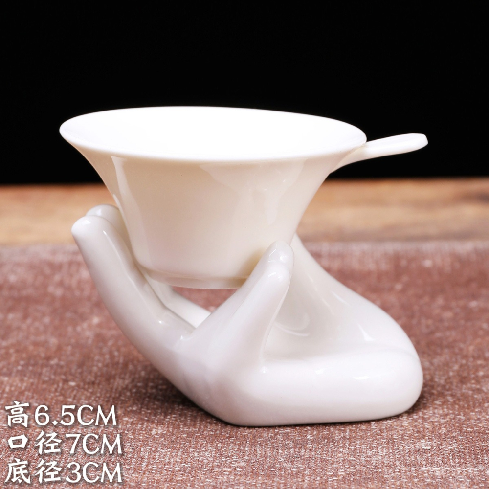 白瓷茶漏茶葉過濾器泡茶濾茶濾網茶隔茶器漏斗茶具配件陶瓷小創意-細節圖5