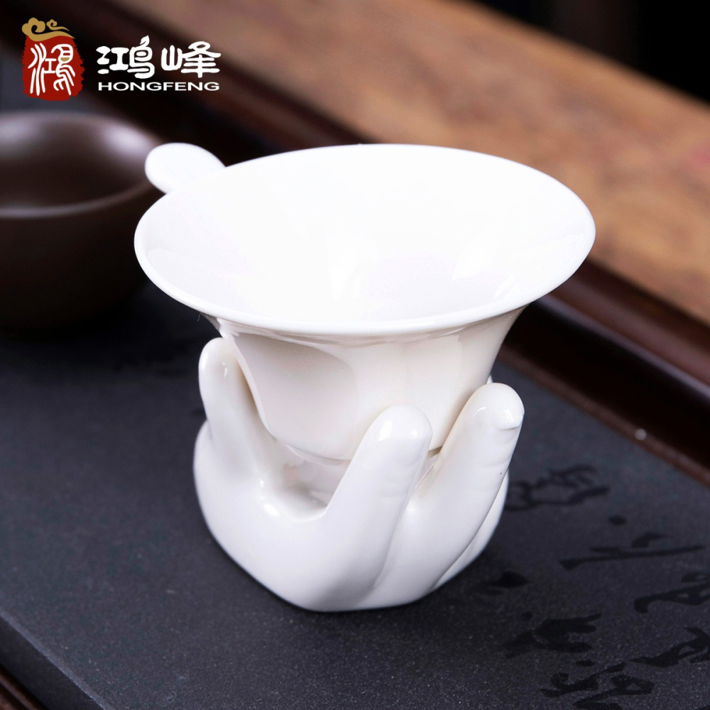 白瓷茶漏茶葉過濾器泡茶濾茶濾網茶隔茶器漏斗茶具配件陶瓷小創意-細節圖9