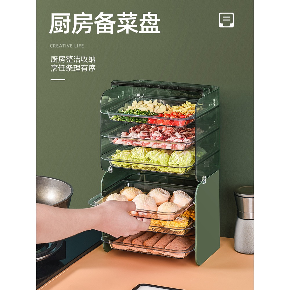 PET廚房備菜盤配菜盤多層火鍋盤子家用壁掛可疊加備餐盤配菜-細節圖2