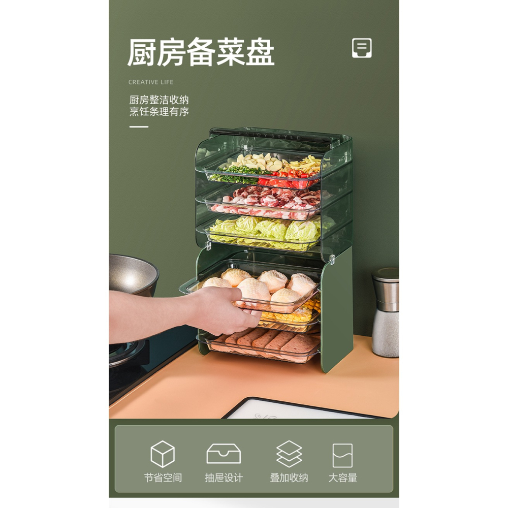 PET廚房備菜盤配菜盤多層火鍋盤子家用壁掛可疊加備餐盤配菜-細節圖10