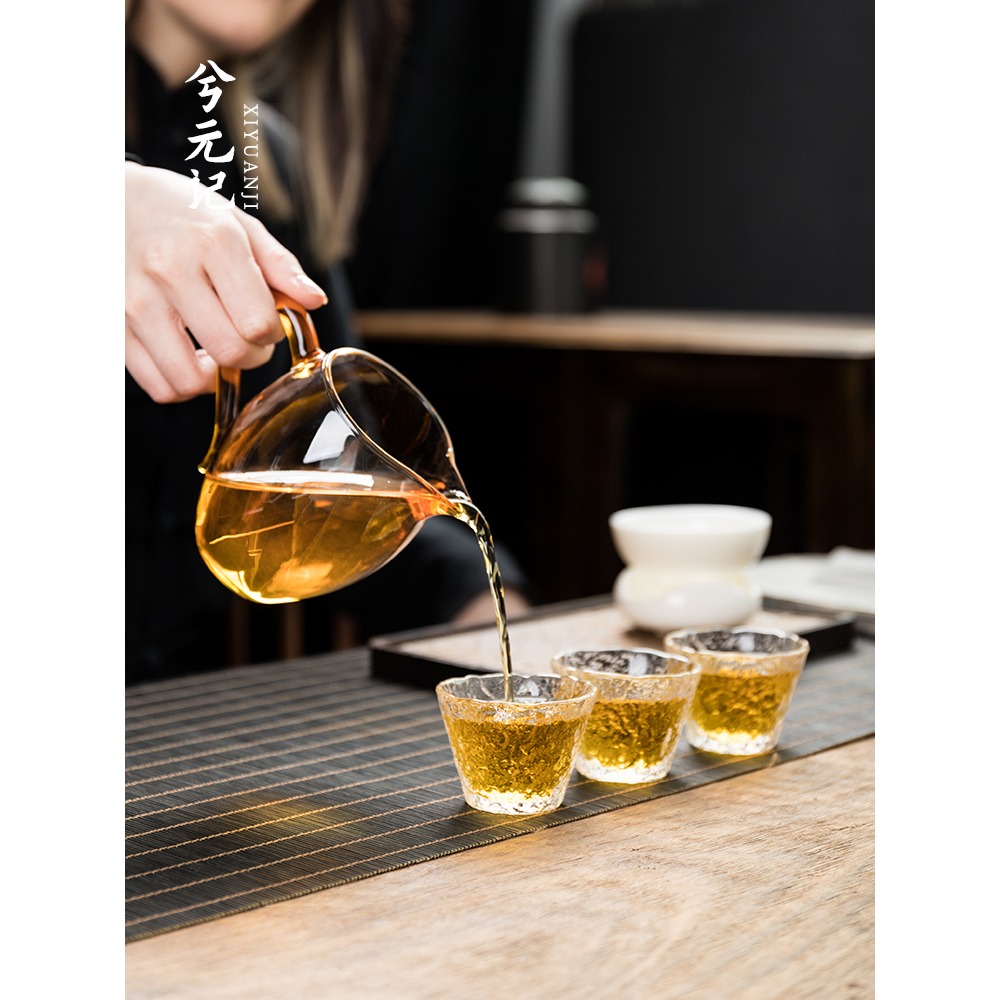 公道杯玻璃茶具分茶器帶茶濾一體泡茶杯高端公杯茶海茶漏套裝日式-細節圖2