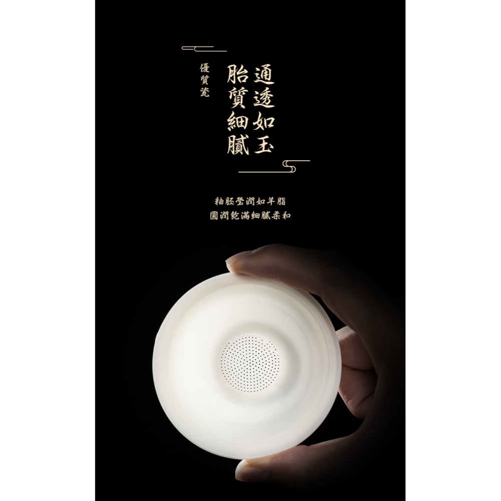 羊脂玉白瓷茶漏紅茶茶葉過濾網陶瓷一體茶道過濾網功夫茶具配件-細節圖7