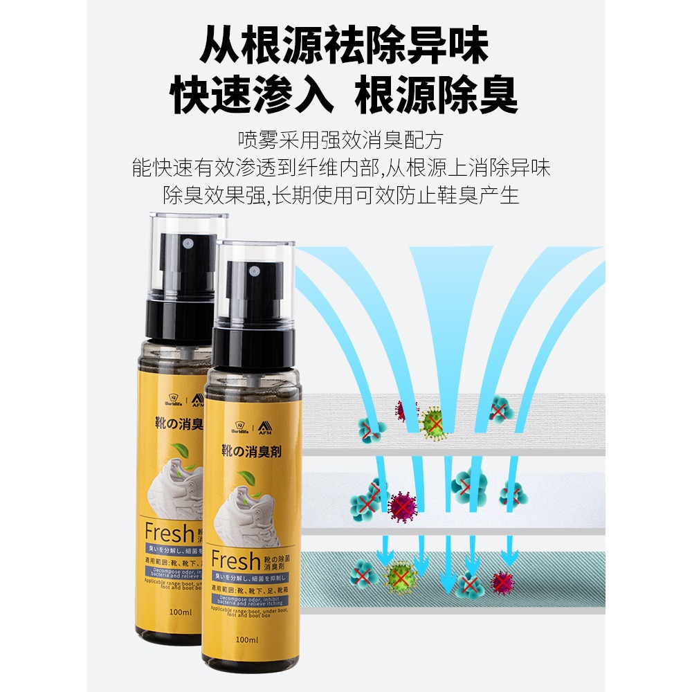 AFM除臭噴霧鞋子鞋內除臭劑鞋襪防臭腳臭除菌球鞋去異味神器-細節圖4