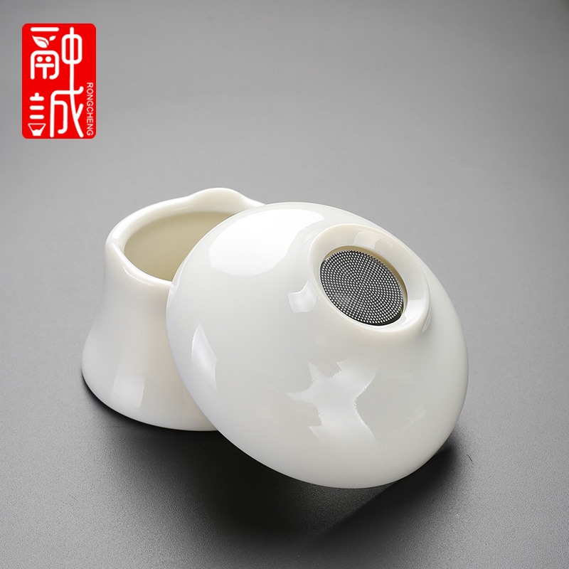 羊脂玉茶漏茶濾不銹鋼茶葉過濾網高檔單獨茶隔陶瓷一體濾茶器茶具-細節圖3