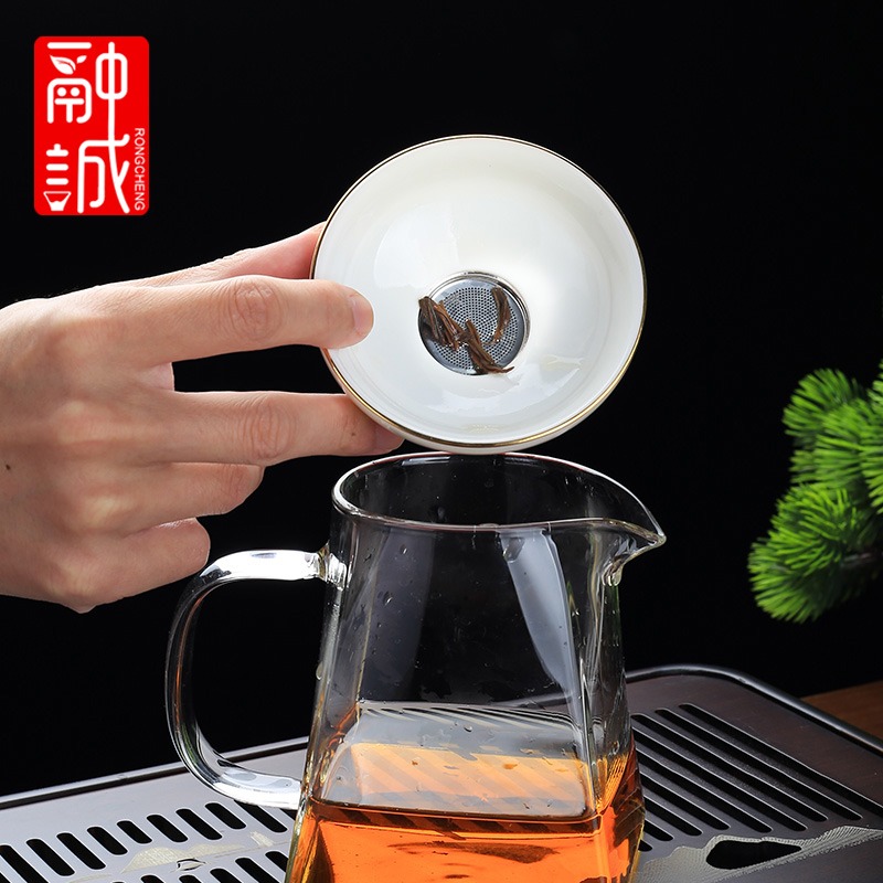 羊脂玉茶漏茶濾不銹鋼茶葉過濾網高檔單獨茶隔陶瓷一體濾茶器茶具-細節圖5
