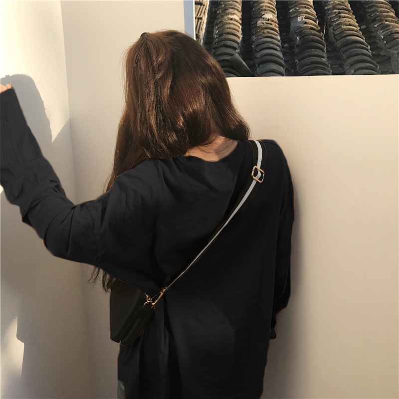 ins超火長袖t恤女早秋純棉寬松打底衫潮原宿bf風學生百搭上衣-細節圖2