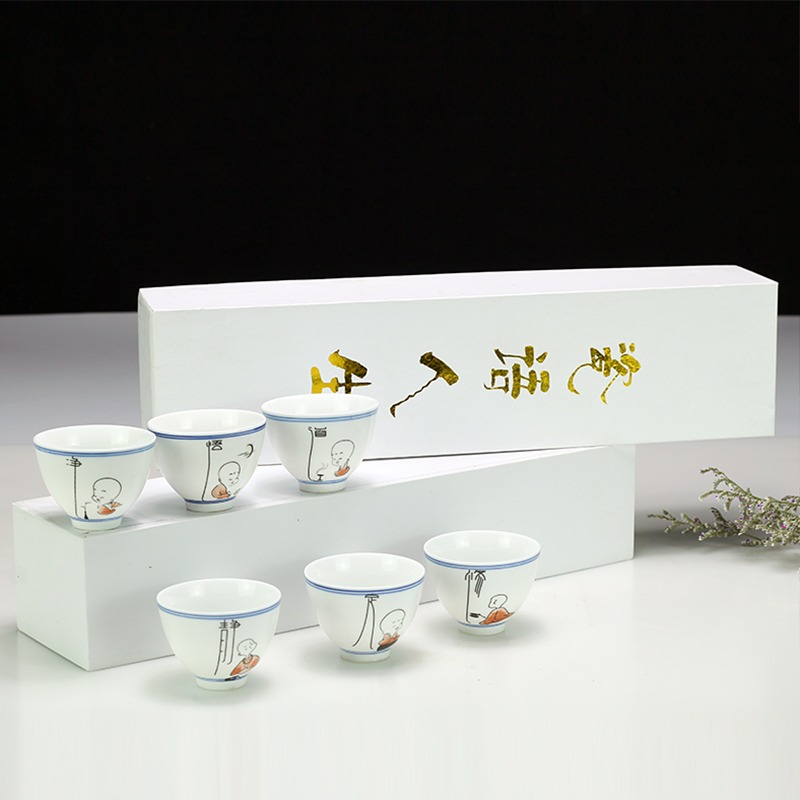 豹霖禮盒6只裝功夫茶杯陶瓷套裝茶盞杯辦公室品茗杯家用日式白瓷-細節圖5
