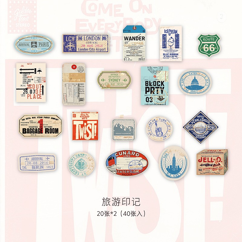 復古郵戳燙金和紙手賬貼紙文藝郵票ins手帳小圖案手機殼裝飾貼畫-細節圖9