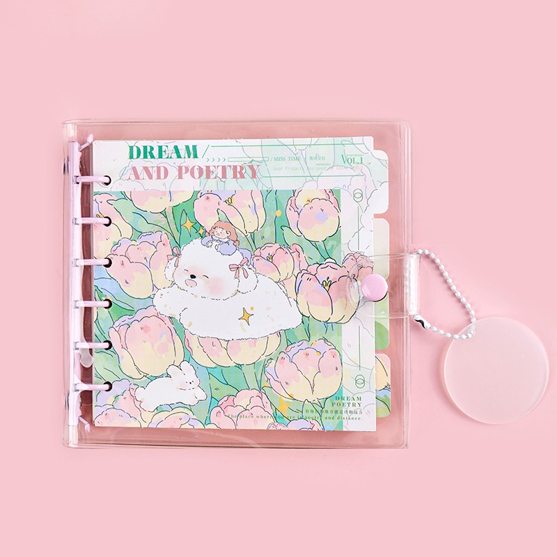 拾光白霧茶會小方本手帳網格活頁本手賬本子女生可愛網紅ins插畫-細節圖10