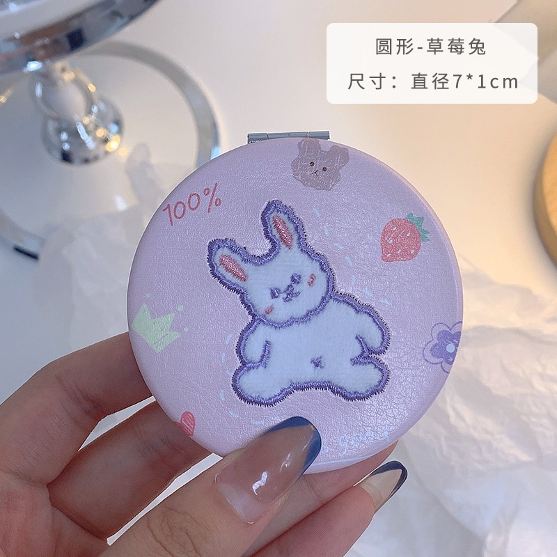 鏡子化妝鏡小型迷你學生宿舍桌面可愛手持折疊雙面小鏡子隨身便攜-細節圖7