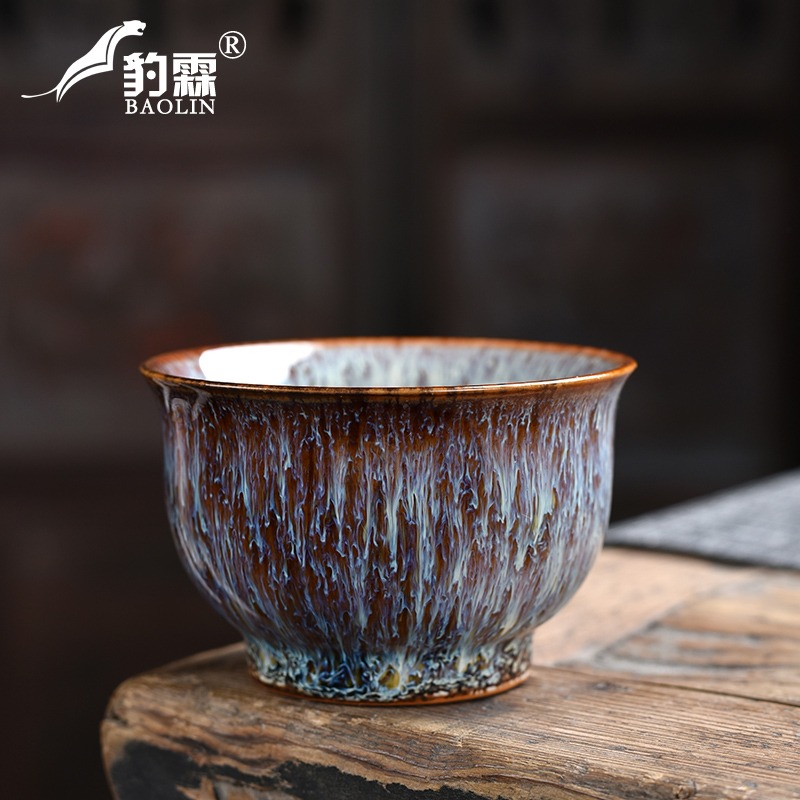 窯變瓷器功夫小茶杯陶瓷茶盞茶碗家用單個品茗杯青花瓷泡茶窯變杯-細節圖2