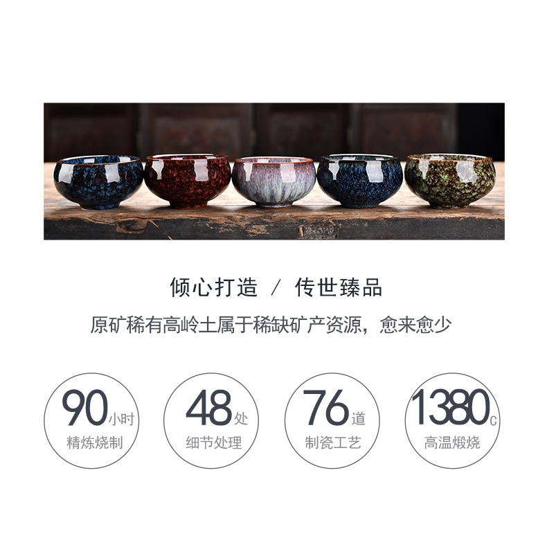 窯變瓷器功夫小茶杯陶瓷茶盞茶碗家用單個品茗杯青花瓷泡茶窯變杯-細節圖8