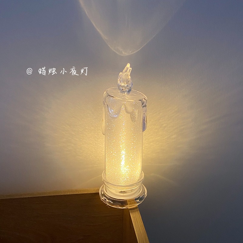 ins風牀頭小夜燈臥室睡眠燈女生網紅創意擺件蠟燭臺燈不插電led燈-細節圖2