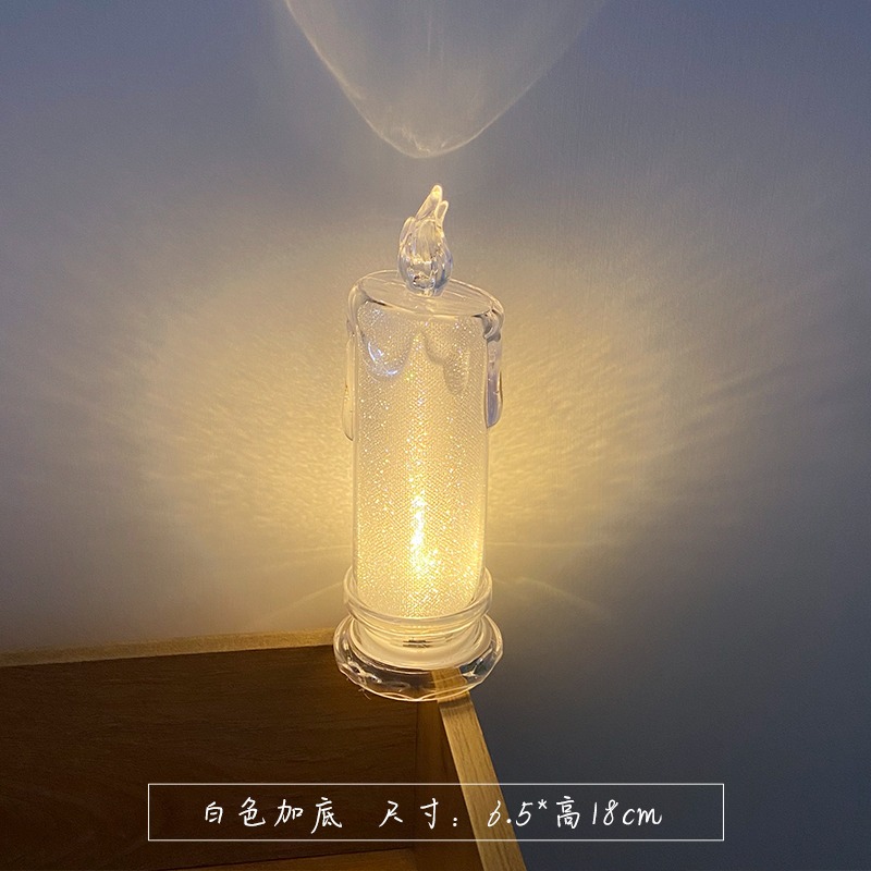 ins風牀頭小夜燈臥室睡眠燈女生網紅創意擺件蠟燭臺燈不插電led燈-細節圖6