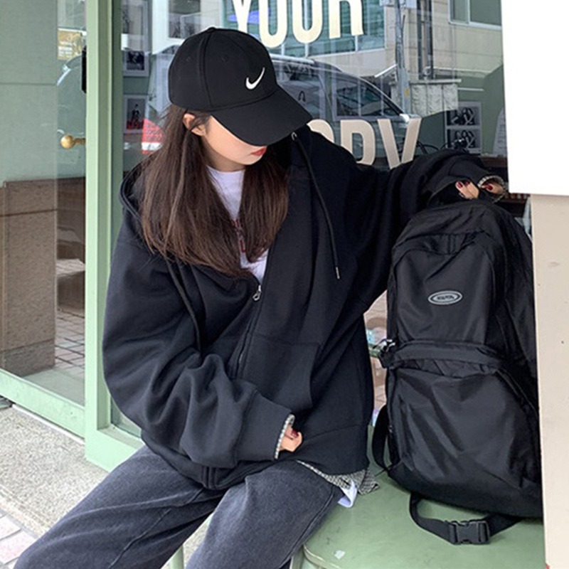 衛衣女春寬松潮ins慵懶風bf早秋薄款cec拉鏈開衫外套-細節圖5