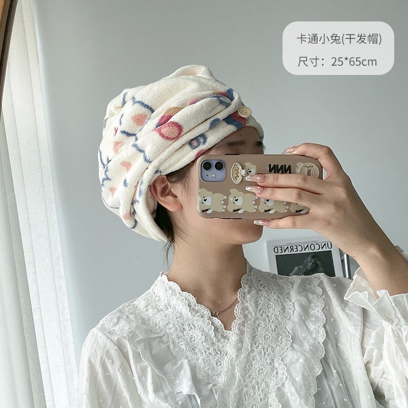 可愛洗頭幹發帽女超強吸水速幹浴帽包頭巾新款裹頭發擦頭毛巾-細節圖6